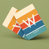 Breed Retro Gestreept Monogram Persoonlijk Pokerkaarten