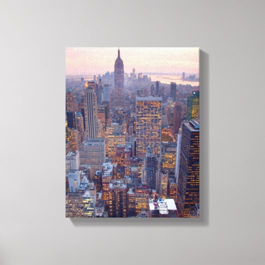 Breed uitzicht van Manhattan bij zonsondergang Canvas Afdruk (Voorkant)