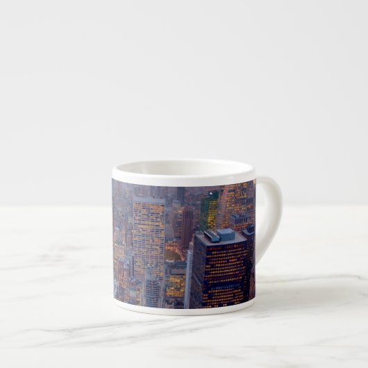 Breed uitzicht van Manhattan bij zonsondergang Espresso Kop (Voorkant rechts)