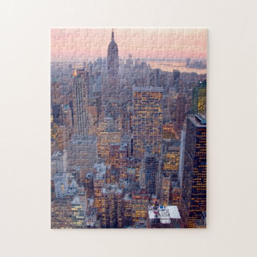 Breed uitzicht van Manhattan bij zonsondergang Legpuzzel (Verticaal)