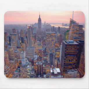 Breed uitzicht van Manhattan bij zonsondergang Muismat
