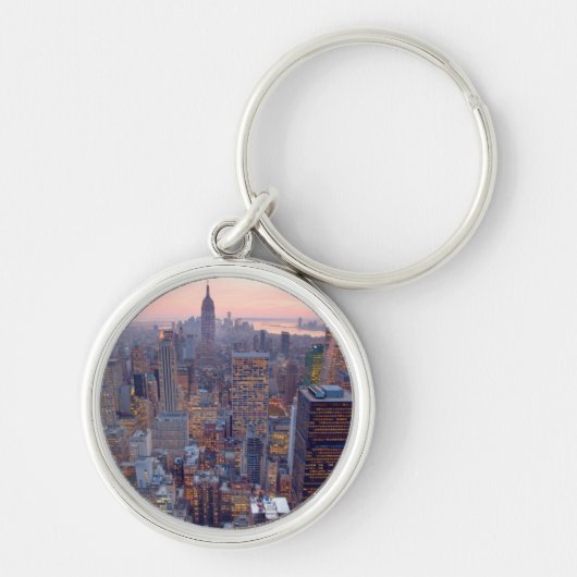 Breed uitzicht van Manhattan bij zonsondergang Sleutelhanger (Voorkant)