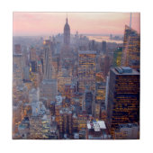 Breed uitzicht van Manhattan bij zonsondergang Tegeltje (Voorkant)
