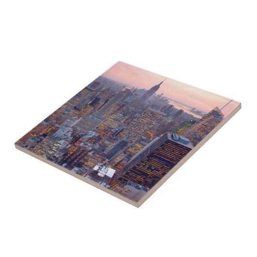 Breed uitzicht van Manhattan bij zonsondergang Tegeltje (Zijkant)