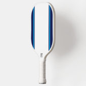Breed Wit Centrum Helder Blauw Marine Racing Strip Pickleball Paddle (Links)