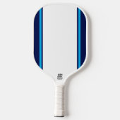 Breed Wit Centrum Helder Blauw Marine Racing Strip Pickleball Paddle (Achterkant)