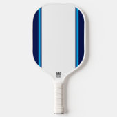 Breed Wit Centrum Helder Blauw Marine Racing Strip Pickleball Paddle (Voorkant)