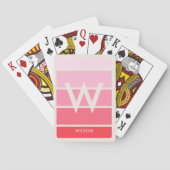 Breed Zacht Roze Gradiënt Gestreept Persoonlijk Mo Pokerkaarten (Achterkant)
