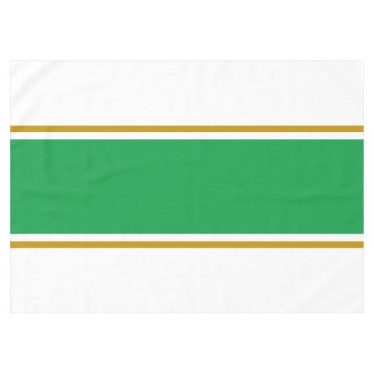 Breed Zee Groen Bruin Racing Stripes op Wit Tafelkleed (Voorkant (Horizontaal))