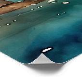 Breed Zeegezicht Mediterraan Dorp per Zee Poster (Hoek)