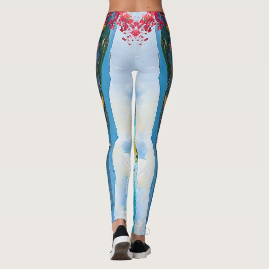 Breed zeegezicht Mediterraan strand en rotsen Leggings (Achterkant)