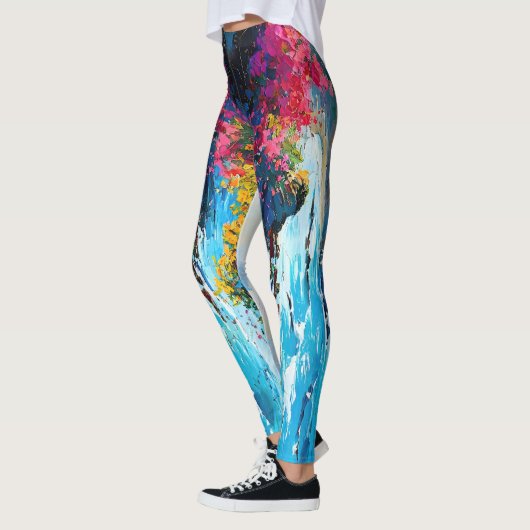 Breed zeegezicht Mediterraan strand en rotsen Leggings (Links)