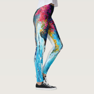 Breed zeegezicht Mediterraan strand en rotsen Leggings