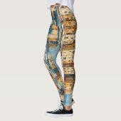 Breed zeegezicht Mediterraans Oude Haven Leggings (Links)