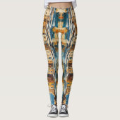 Breed zeegezicht Mediterraans Oude Haven Leggings (Voorkant)