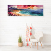 Breed zeegezicht Mediterraans Paarse sereniteit Spandoek (Insitu)