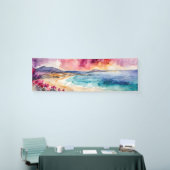 Breed zeegezicht Mediterraans Paarse sereniteit Spandoek (Beurs)