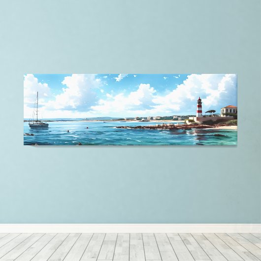 Breed zeegezicht Middellandse Baai Canvas Afdruk (Insitu (Houten vloer))