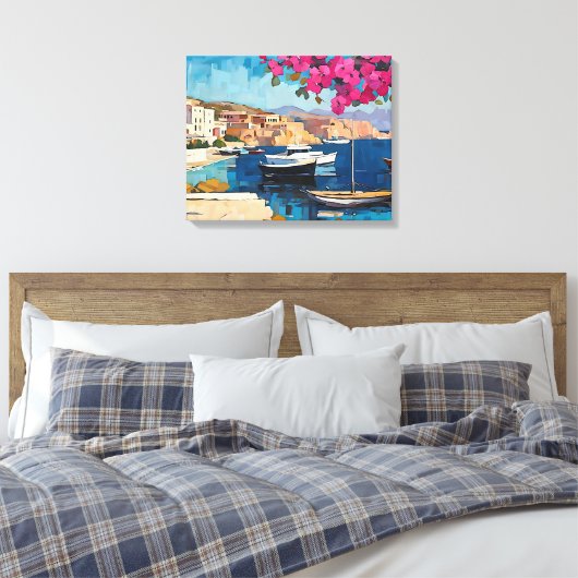 Breed zeegezicht Middellandse rustige haven Canvas Afdruk (Insitu (Slaapkamer))
