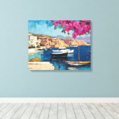Breed zeegezicht Middellandse rustige haven Canvas Afdruk (Insitu (Houten vloer))