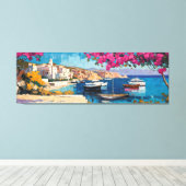 Breed zeegezicht Middellandse rustige haven Canvas Afdruk (Insitu (Houten vloer))