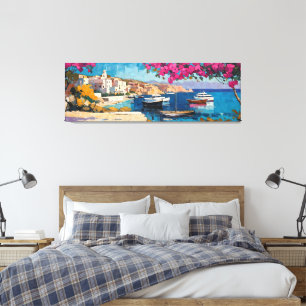 Breed zeegezicht Middellandse rustige haven Canvas Afdruk