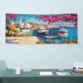 Breed zeegezicht Middellandse rustige haven Spandoek (Beurs)