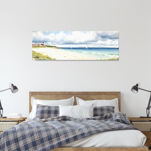 Breed zeegezicht "Norfolk Living by the Zee" Canvas Afdruk (Insitu (Slaapkamer))
