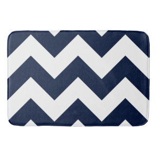 Breed Zigzag Patroon Donkerblauw & Wit Badmat