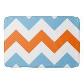 Breed Zigzag Patroon Sinaasappel Wit & Blauw Badmat (Voorkant)