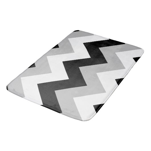 Breed zigzag patroon zwart grijs wit badmat (Gekanteld)