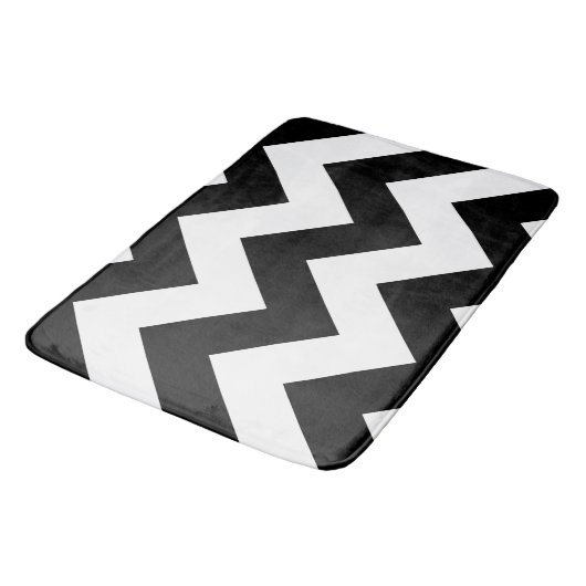 Breed Zigzag Patroon Zwart & Wit Badmat (Gekanteld)