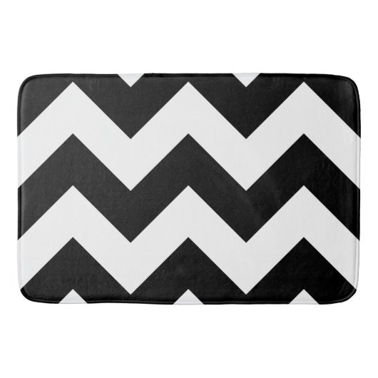Breed Zigzag Patroon Zwart & Wit Badmat (Voorkant)