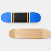 Breed Zwart Wit Helder Blauw Geel Racing Stripes Persoonlijk Skateboard (Horizontaal)