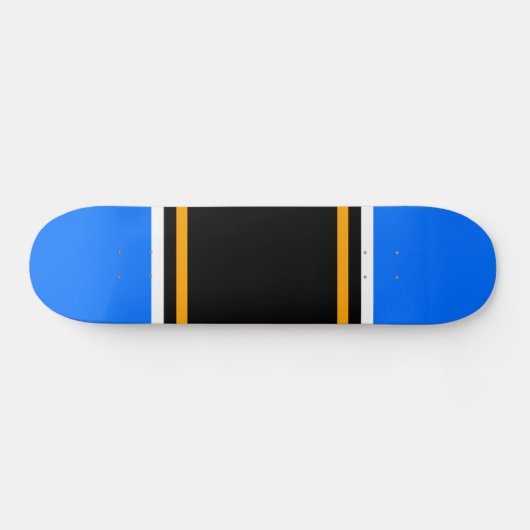 Breed Zwart Wit Helder Blauw Geel Racing Stripes Persoonlijk Skateboard (Horizontaal)