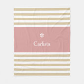 Breedband horizontale strepes roze naam en Daisy Fleece Deken (Voorkant)