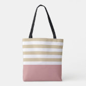 Breedband horizontale strepes roze naam en Daisy Tote Bag (Achterkant)