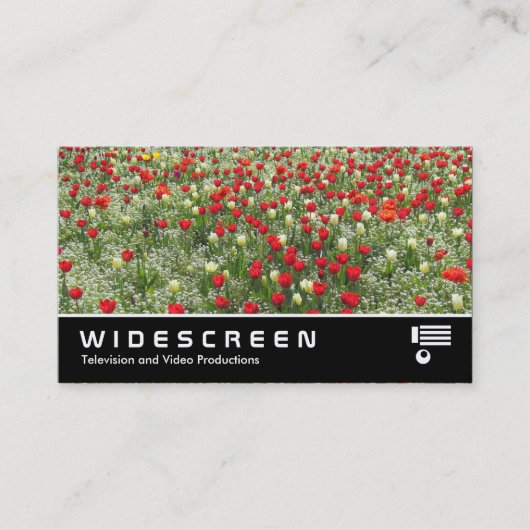 Breedbeeld 0470 - Bed met tulpen Visitekaartje (Voorkant)