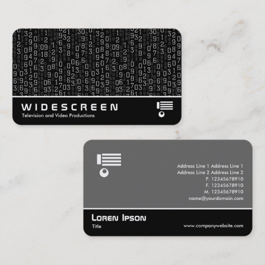 Breedbeeld 0540 - trapsgewijze nummers visitekaartje (Voorkant / Achterkant)