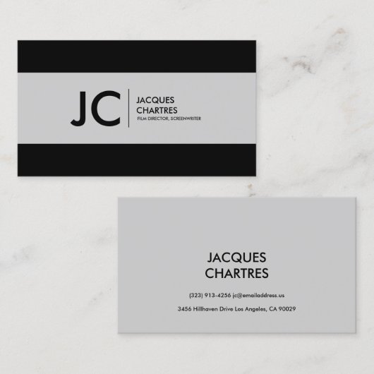 Breedbeeldfilm Moderne monogram Professional Visitekaartje (Voorkant / Achterkant)