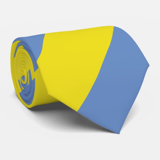 Breedgeel en Sky Blue Regimental Stripe Stropdas (Opgerold)
