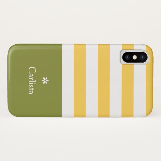 Breedgeel horizontale strepen groene naam Daisy Case-Mate iPhone Case (Achterkant (horizontaal))