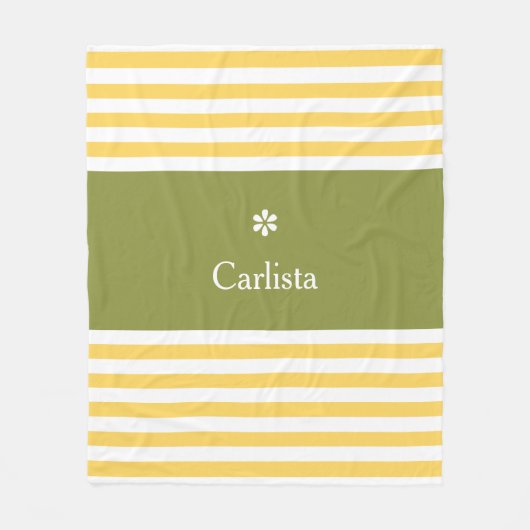 Breedgeel horizontale strepen groene naam Daisy Fleece Deken (Voorkant)