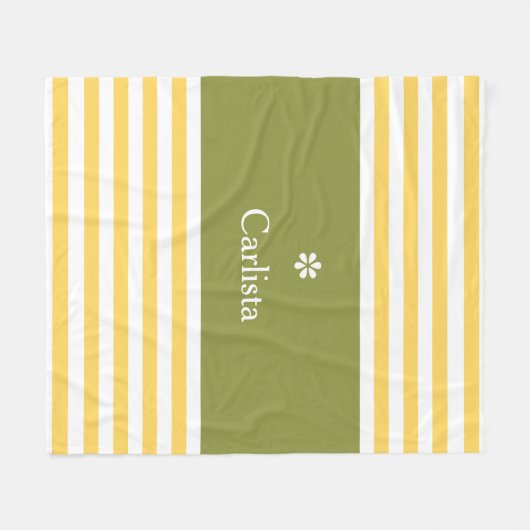 Breedgeel horizontale strepen groene naam Daisy Fleece Deken (Voorkant (Horizontaal))