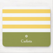 Breedgeel horizontale strepen groene naam Daisy Muismat (Voorkant)