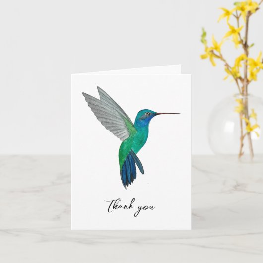 Breedgefactureerde kolibrie Bedankt Kaart (Gele Bloem)
