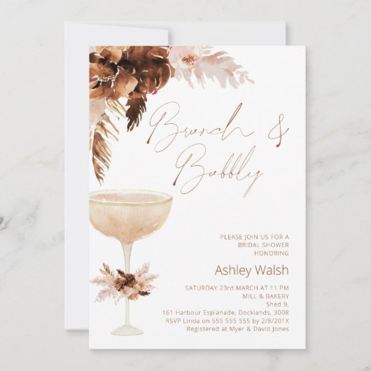 Breedglas Boho Floral Brunch Bubble Vrijgezellenfe Kaart (Voorkant)