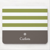 Breedgroene horizontale strepes bruine naam Daisy Muismat (Voorkant)