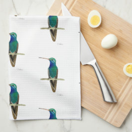 Breedkopvogel in een tak theedoek