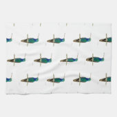 Breedkopvogel in een tak theedoek (Horizontaal)